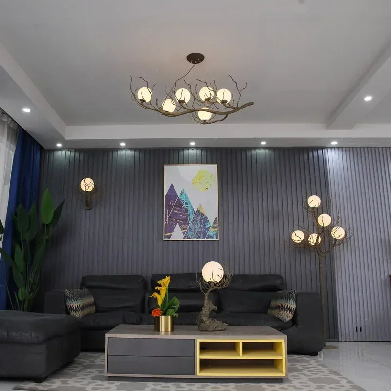 Afralia™ Retro Branch Ceiling Chandelier LED Hanging Light for Home Décor