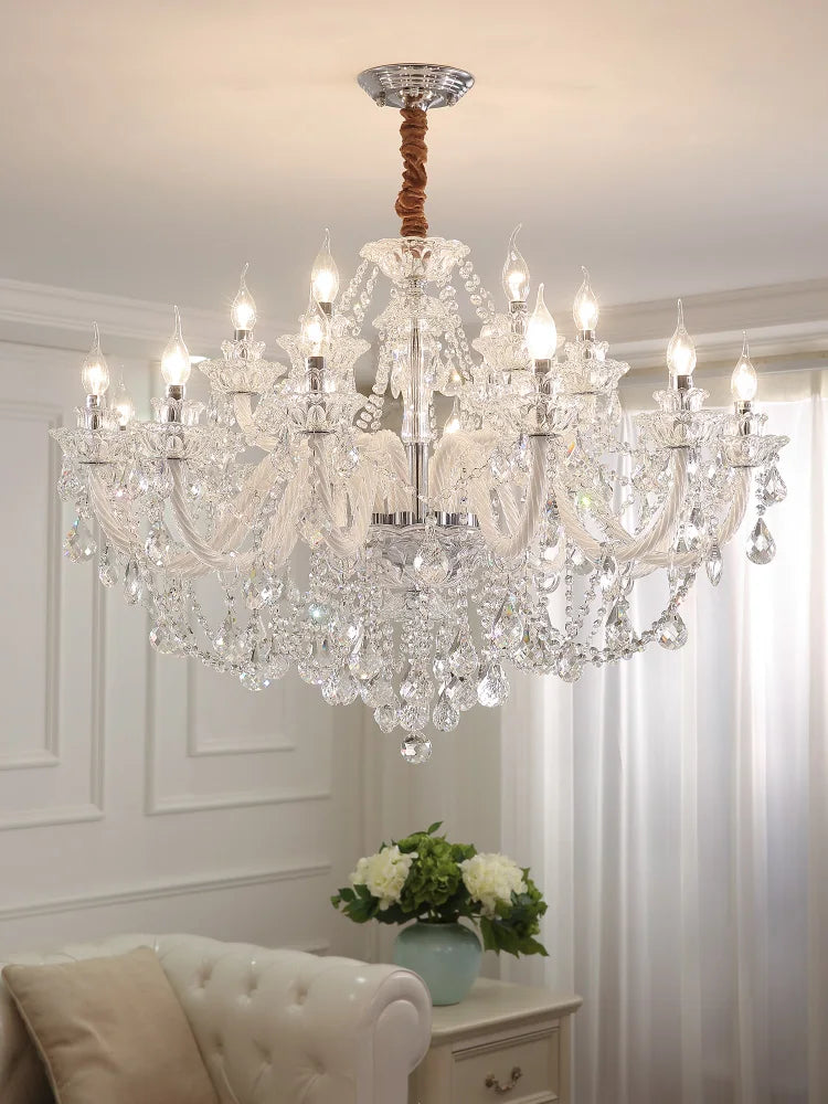 Afralia™ Crystal Chandelier LED Candle K9 Crystal Lamp for Living Dining Bedroom Shop