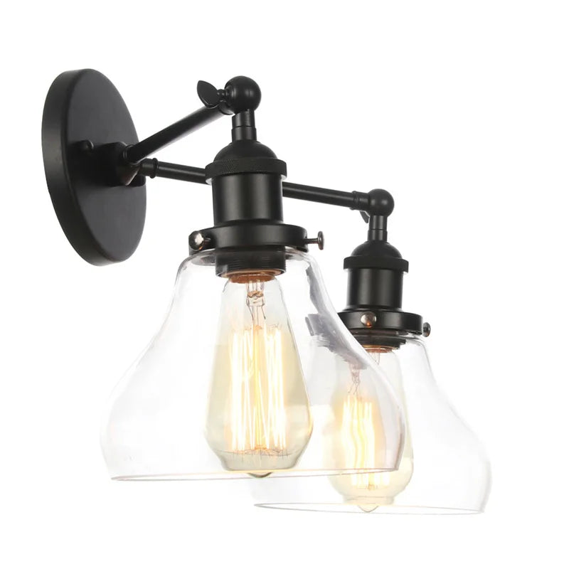 Afralia™ Black LED Wall Sconce 2-Head Lamp for Bedroom Bathroom Mirror