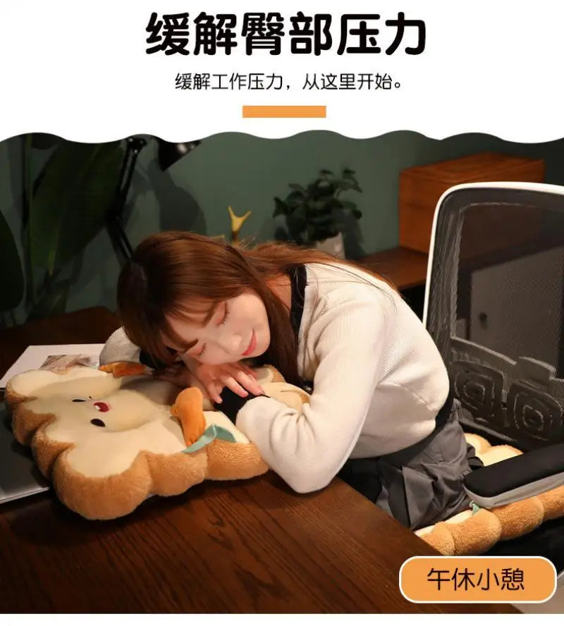 Afralia™ Memory Foam Bread Toast Cushion: Cute Student Chair Pad & Sofa Decor