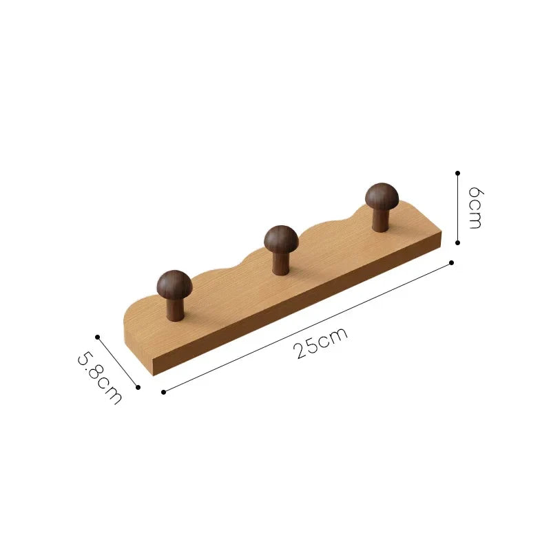 Afralia™ Solid Wood Wall-mounted Clothing Hat Hook with Multiple Hooks
