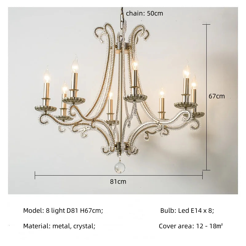 Afralia™ Crystal LED Chandelier: French Living Room Retro E14 Pendant Light for Home Decor