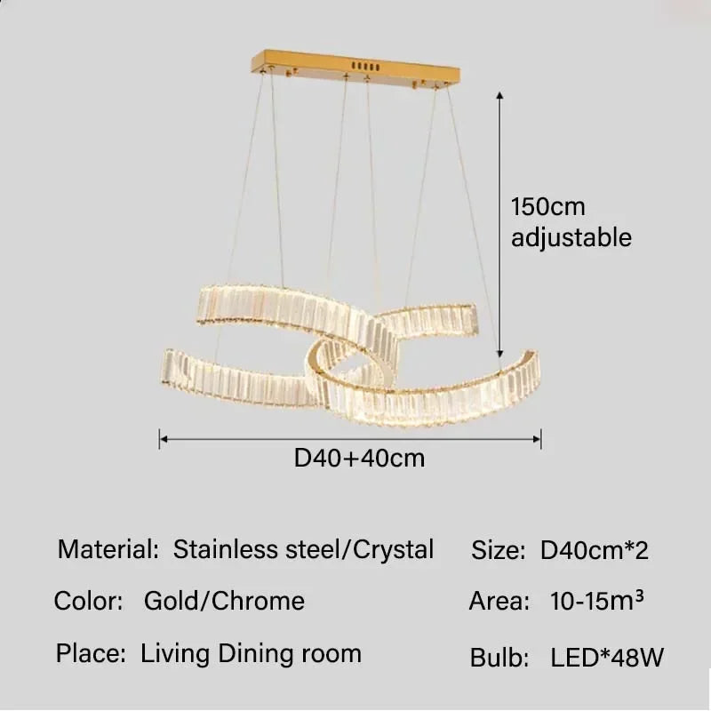 Afralia™ Gold Crystal LED Chandeliers for Home Living Dining Room Lighting