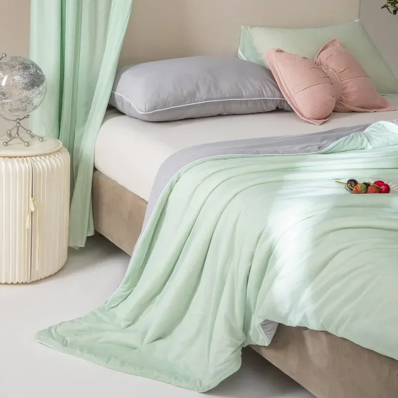 Afralia™ Silky Satin Summer Cooling Blanket Thin Quilt Lightweight Breathable Comforter