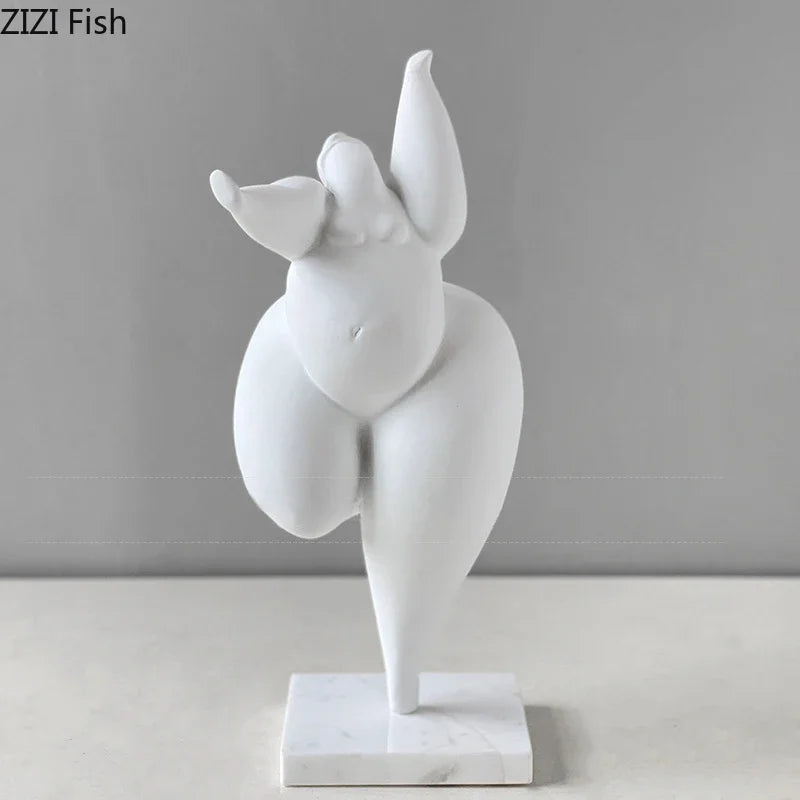 Afralia™ Fat Girl Dancer Resin Sculpture for Room Aesthetics and Desk Decoration