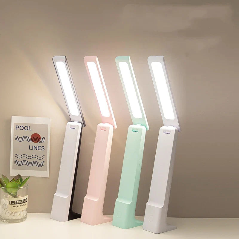 Afralia™ LED Desk Lamp: 3 Colors Touch Dimmable Foldable USB Rechargeable Reading Light