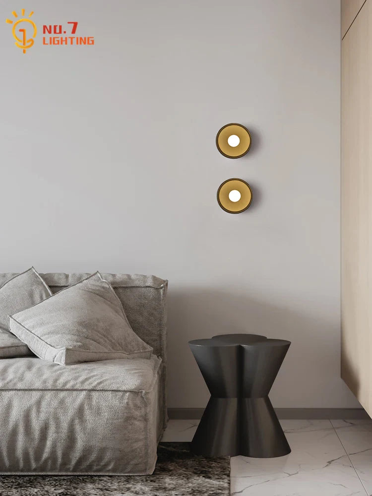 Afralia™ Modern LED Wall Lamp for Living Room/Bedroom/Cafe, Black/White Round Design