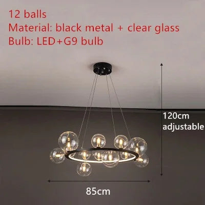 Afralia™ Nordic Glass Bubble Chandelier for Luxury Dining Room and Bedroom
