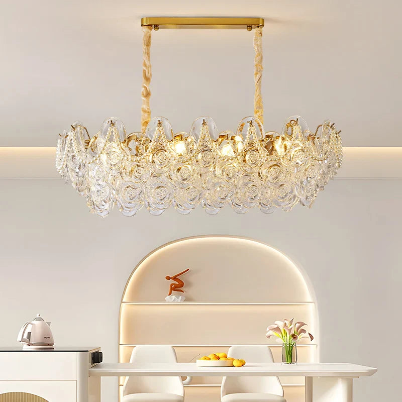 Afralia™ French Chandelier Pearl Glass Rose 2024 Master Bedroom Lighting