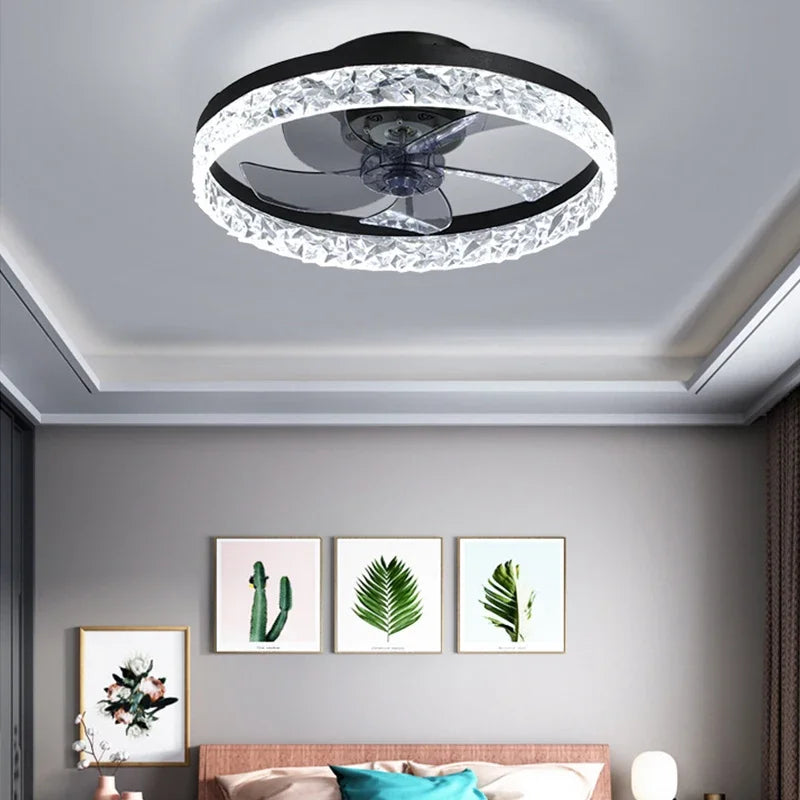 Afralia™ Smart Ceiling Fan Light with Remote Control, Dimmable LED, Ventilation, Indoor Lighting