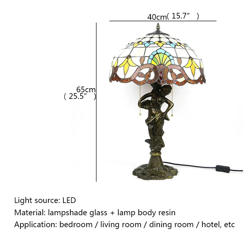 Afralia™ Exquisite Flowers Glass Table Lamp - LED Desk Light for Home, Study, Bedroom