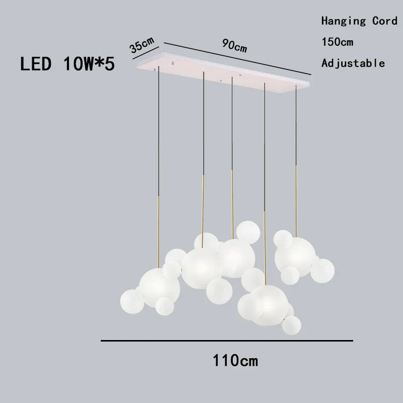 Afralia™ Round LED Glass Pendant Light, Modern White Bubble Lampshade for Home Ceiling Decor