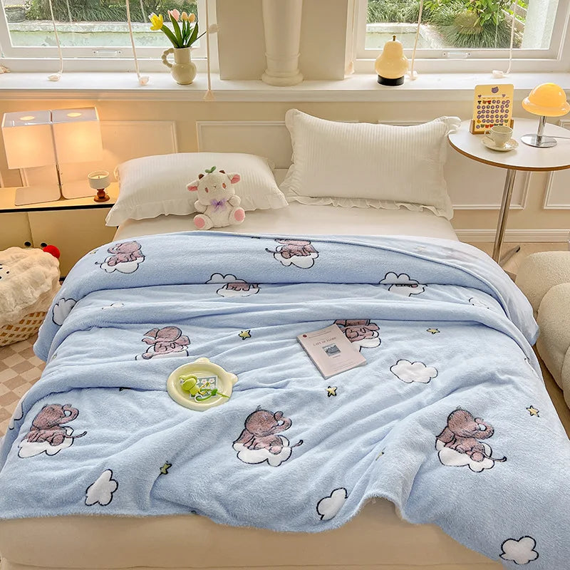 Afralia™ Colorful Flower Patterns Velvet Blanket for Student Bed – Light & Cozy Blanket