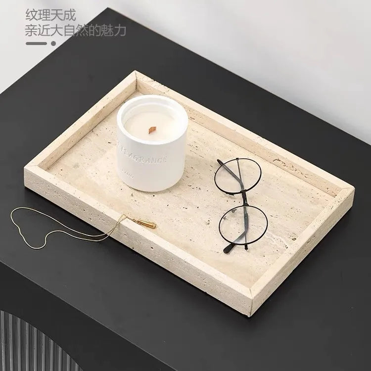 Afralia™ Marble Vanity Tray for Cosmetics and Perfume Organizing