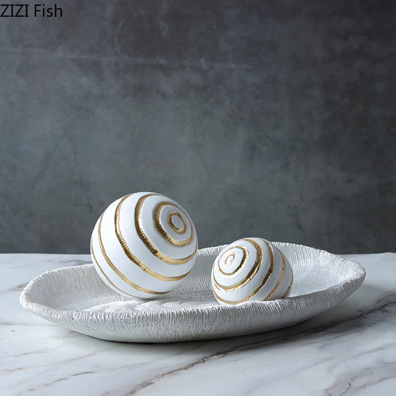 Afralia™ Golden Texture Ball Geometric Desk Decoration - Minimalist Abstract Artwork