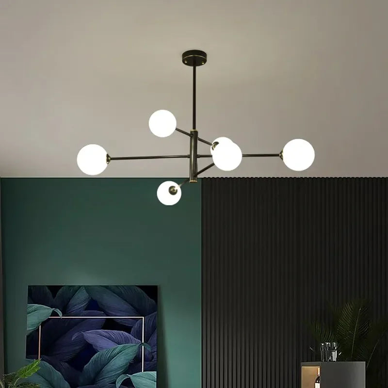 Afralia™ Modern Glass Ball LED Ceiling Chandelier for Bedroom Living Dining Room Lighting