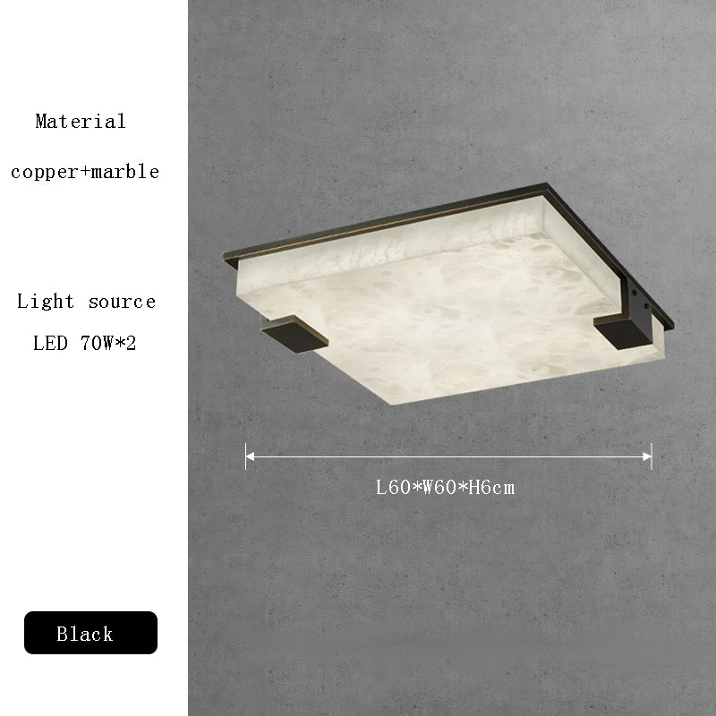 Afralia™ Marble Bronze Square Ceiling Chandelier - Bedroom Luxury Lighting
