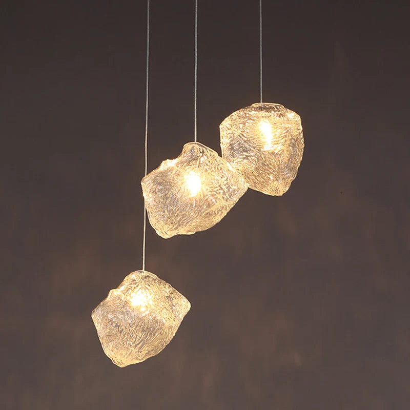 Afralia™ Ice Cake Glass Chandelier Pendant Lights for Indoor Decor Lighting