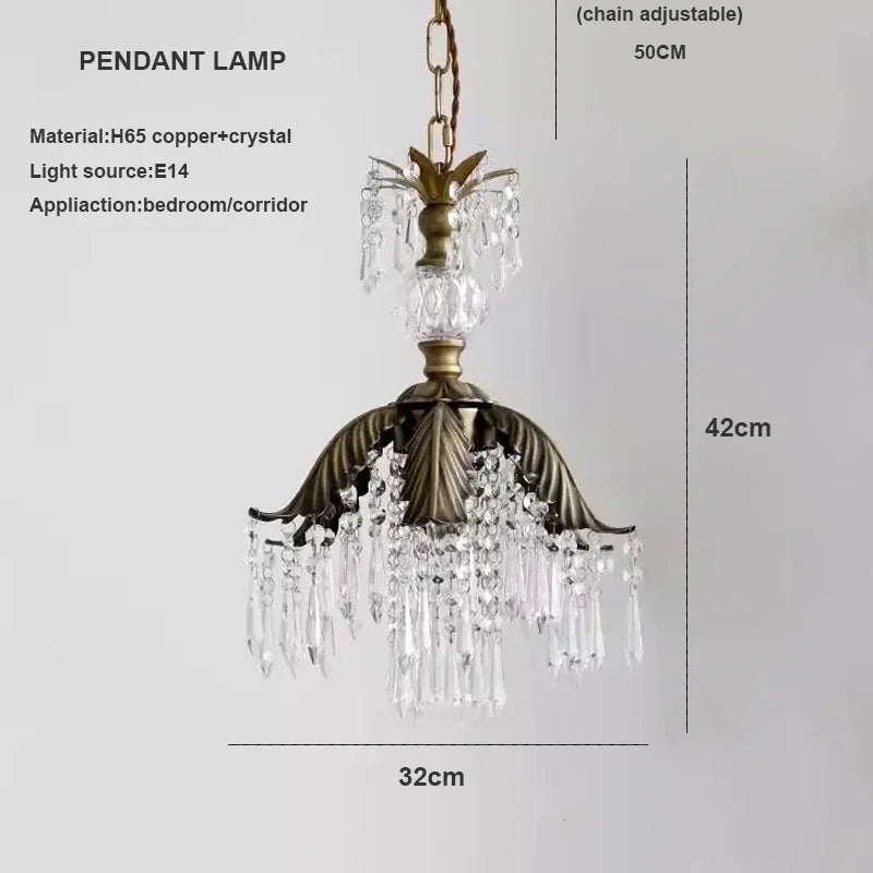 Afralia™ French Countryside Brass Pendant Light Chandelier for Bedside, Hallway, Wardrobe