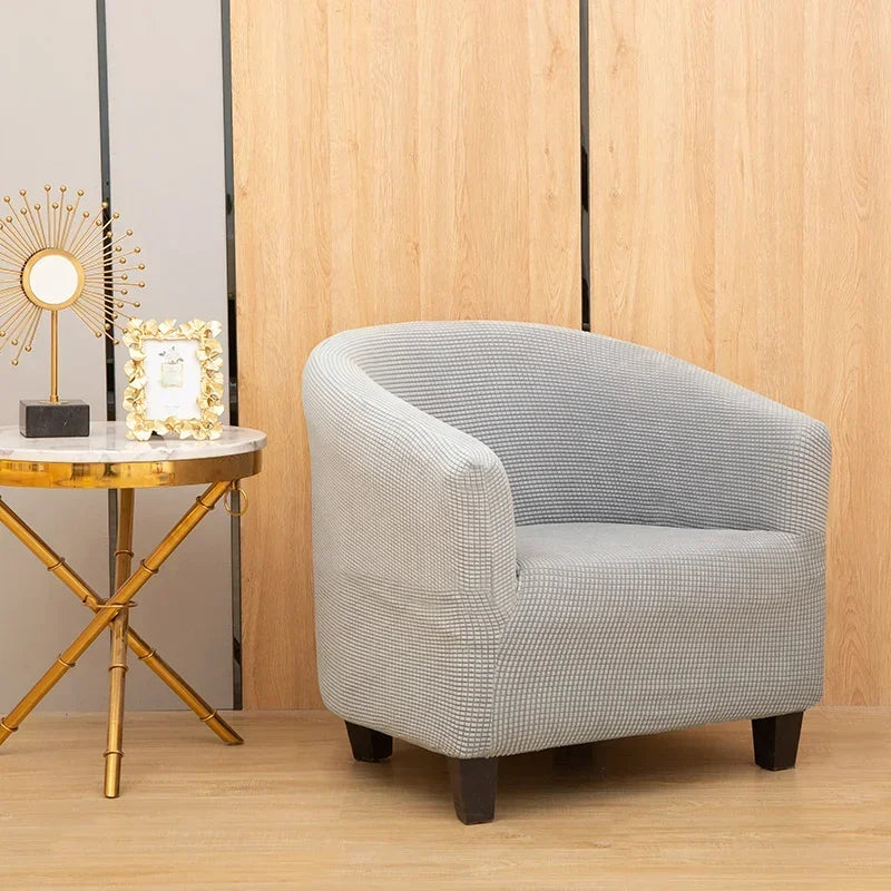 Afralia™ Plain Fleece Stretch Round Sofa Cover Slipcover