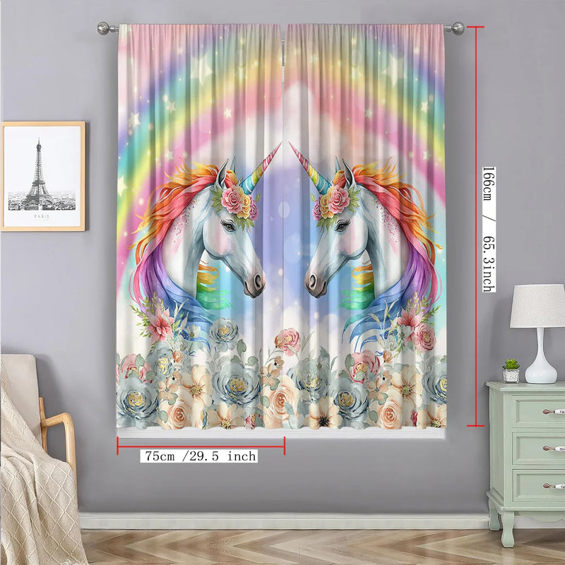 Afralia™ Unicorn Curtains for Home Decoration in Kitchen, Living Room, or Garden