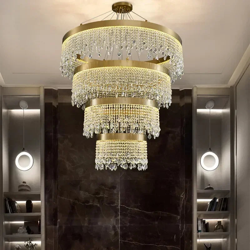 Afralia™ Crystal Circle LED Chandelier for Luxury Living Room Décor