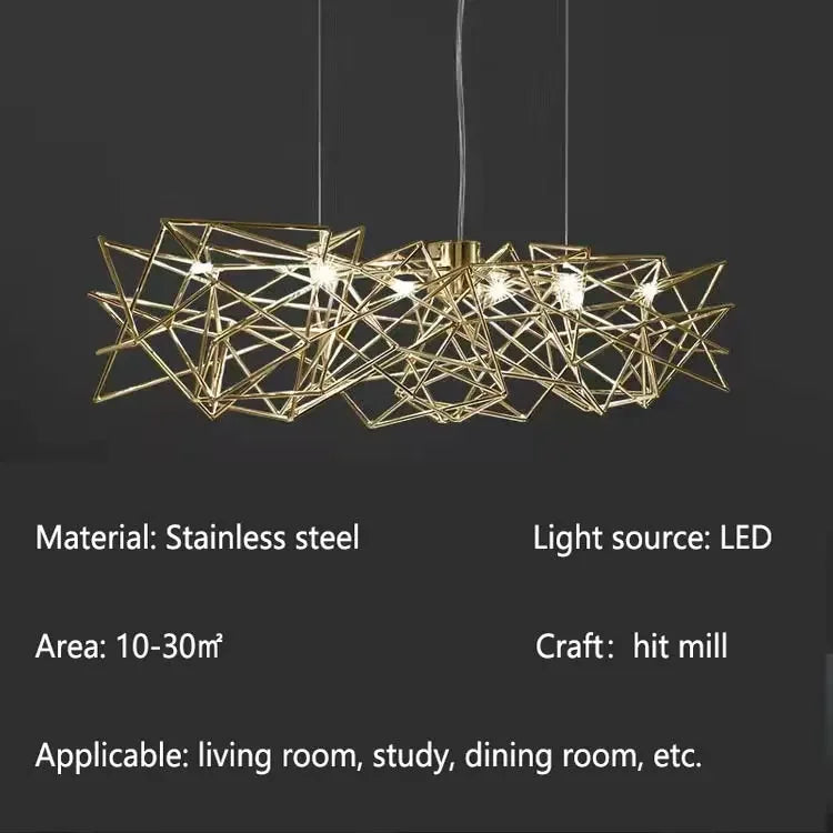 Afralia™ Silver LED Stainless Steel Chandelier Modern Luxury Art Hanging Light