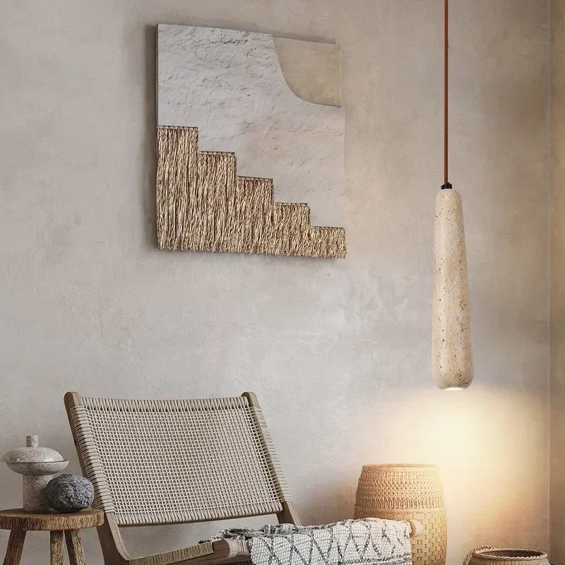 Natural Stone Art Pendant Lamp LED Chandelier by Afralia™ - Vintage Home Lighting Fixtures