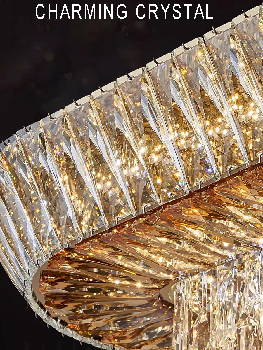 Afralia™ Amber Crystal Ceiling Chandelier: Luxe LED Home Decor Light Fixture