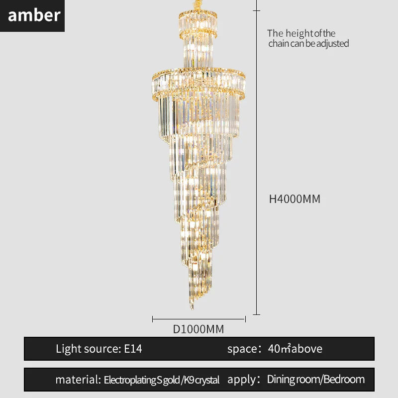 Afralia™ Crystal Spiral Chandelier Duplex for Modern Spaces