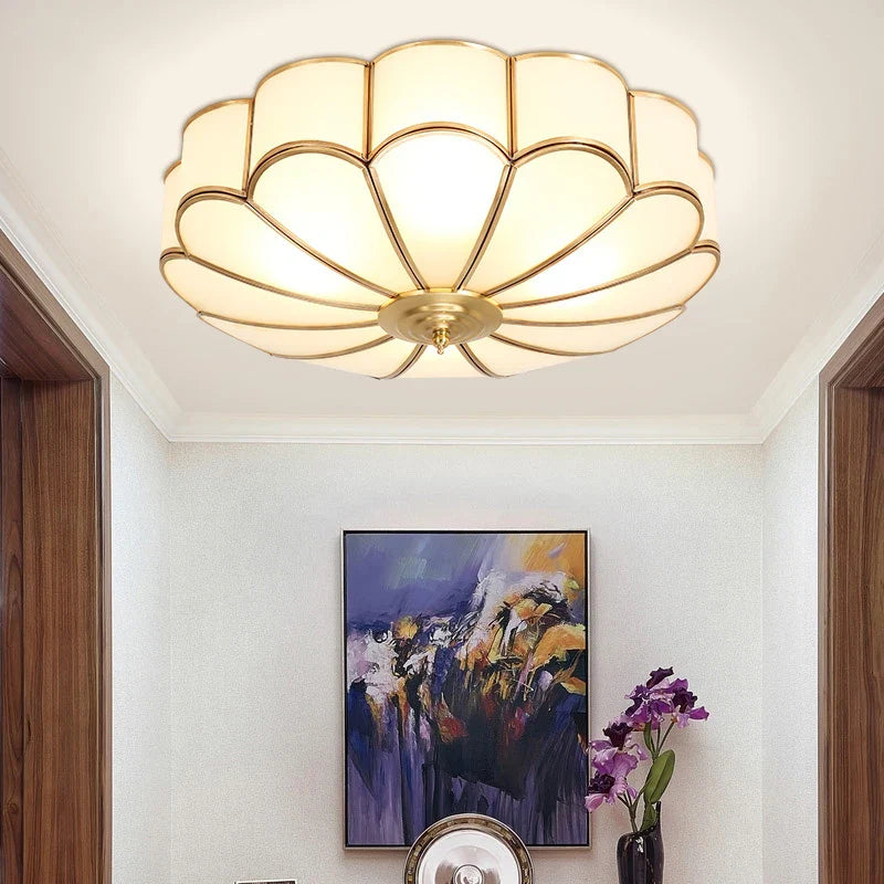 Afralia™ Brass Ceiling Lamp: Modern Nordic Light Luxury LED Fixture for Home Bedroom