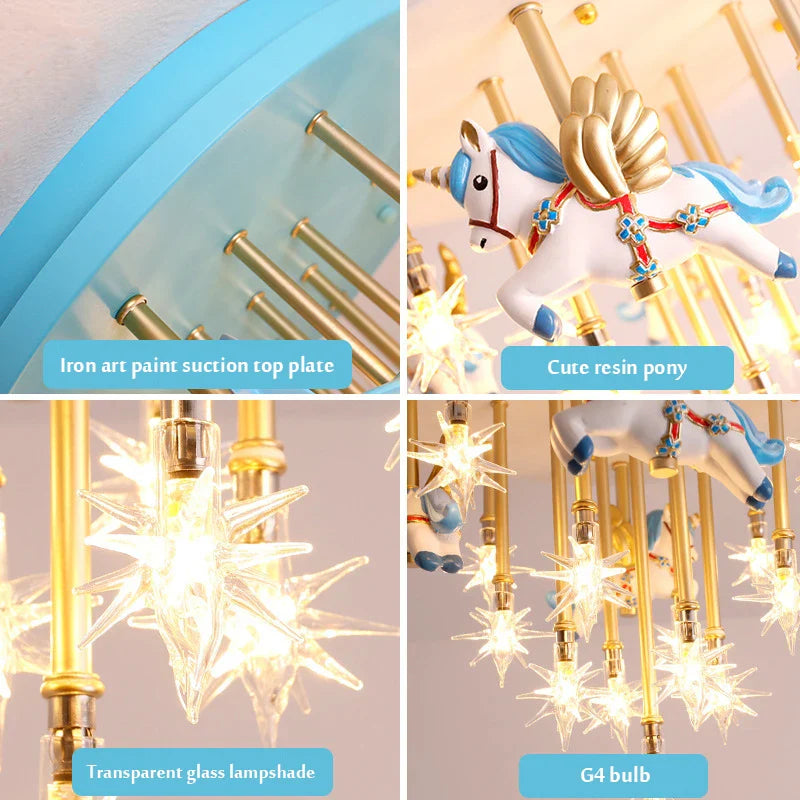 Afralia™ Unicorn Stars Ceiling Lamp for Children's Room - Modern Resin LED Light