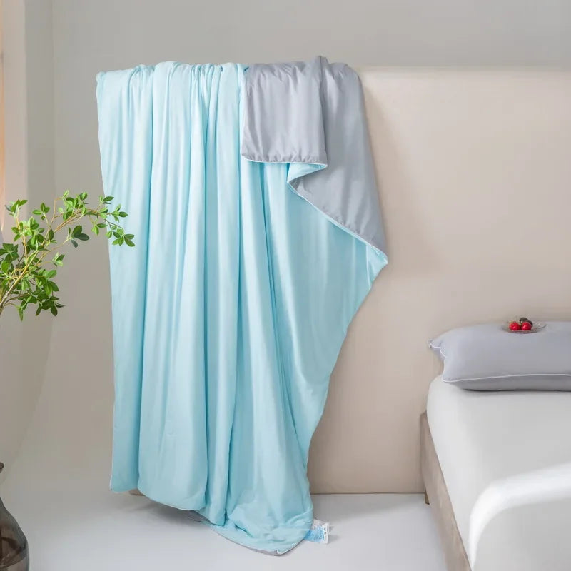 Afralia™ Satin Silky Summer Cooling Blanket Ultra-Thin Breathable Quilted Comforter