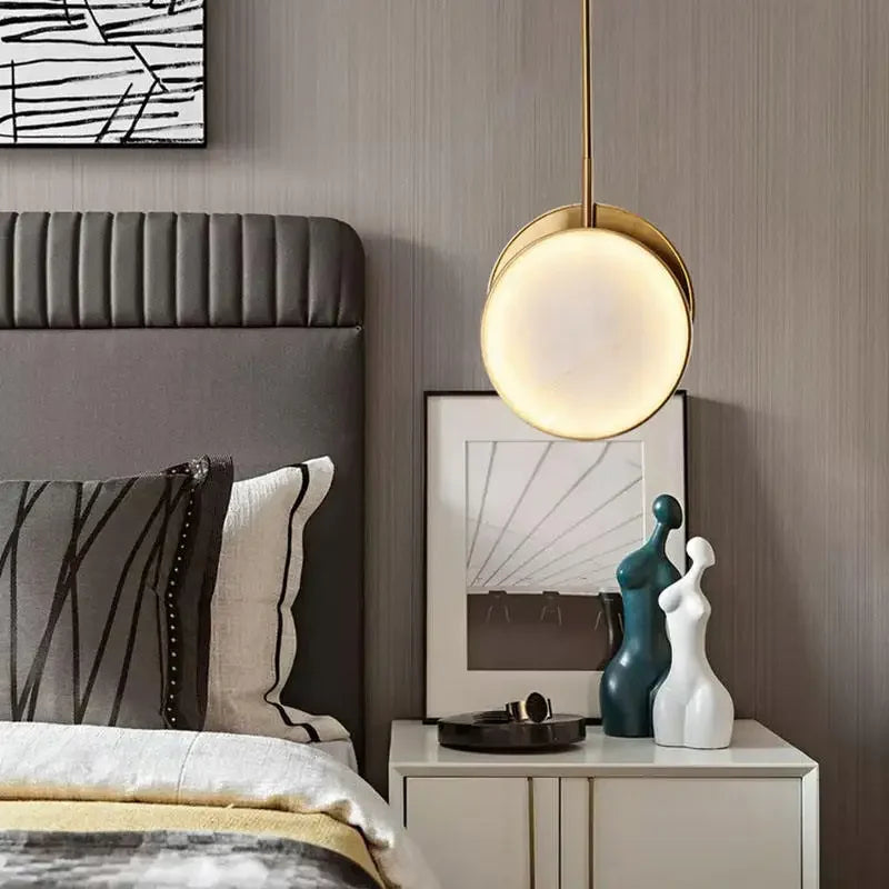 Afralia™ Golden Marble LED Pendant Light: Luxe Nordic Minimalist Decor for Living & Dining Rooms