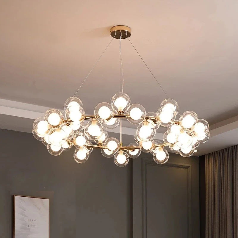 Afralia™ Molecular Glass Ball Chandelier with Magic Bean G4 LED Pendant Lights
