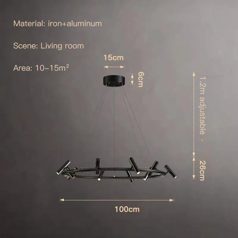 Afralia™ Black LED Spot Chandelier: Modern Minimalist Rotatable Hanging Lamp for Home Decor