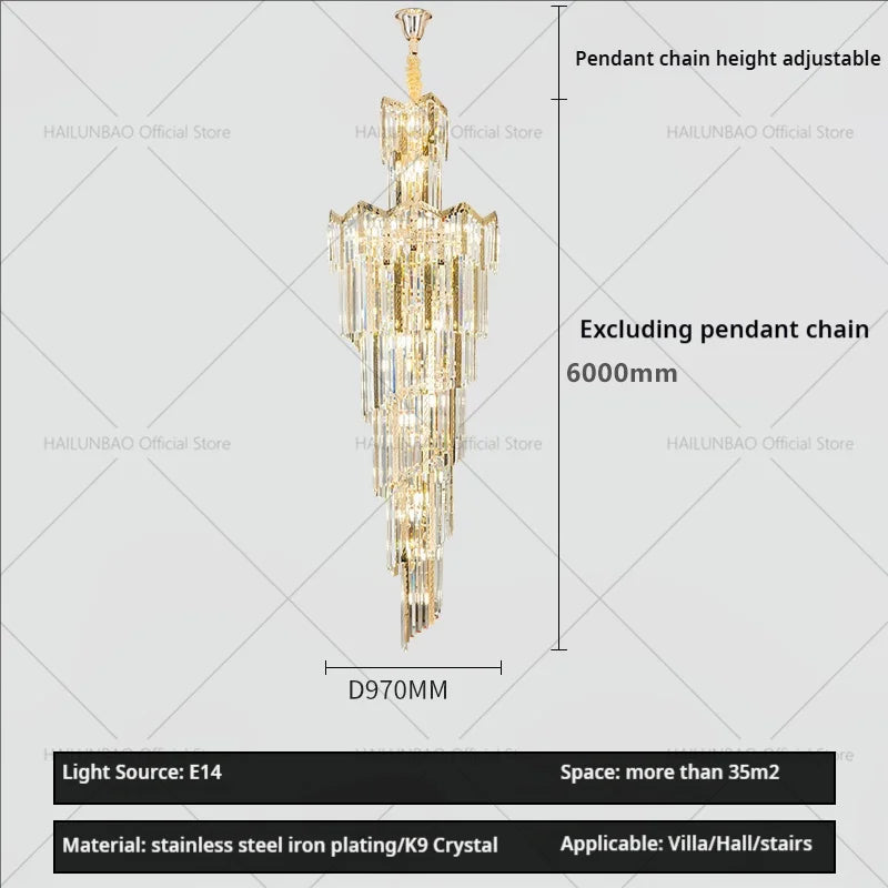 Afralia™ Crystal Chandelier: European Villa Hotel Luxury Hollow Building Middle Floor Lighting