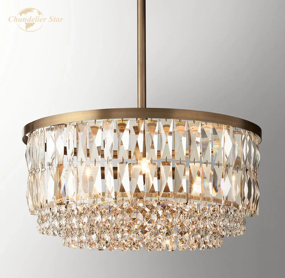 Afralia™ Crystal Round Pendant Chandelier for Dining and Living Room