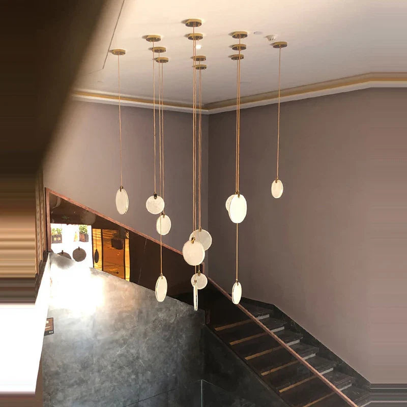 Afralia™ 2025 Art Deco Marble Golden Lustre LED Chandelier Lighting