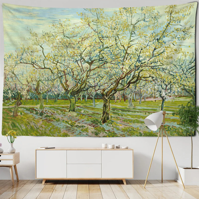 Afralia™ Van Gogh Inspired Landscape Tapestry Wall Hanging for Witchcraft Aesthetics Room Decor