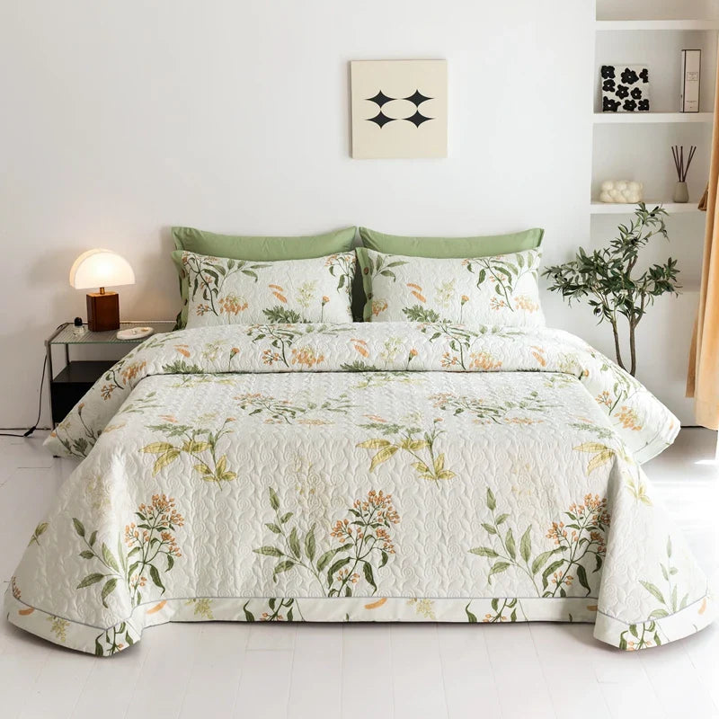 Afralia™ Cotton Quilted Bedspread Bed Cover Set for Queen King Double Bed