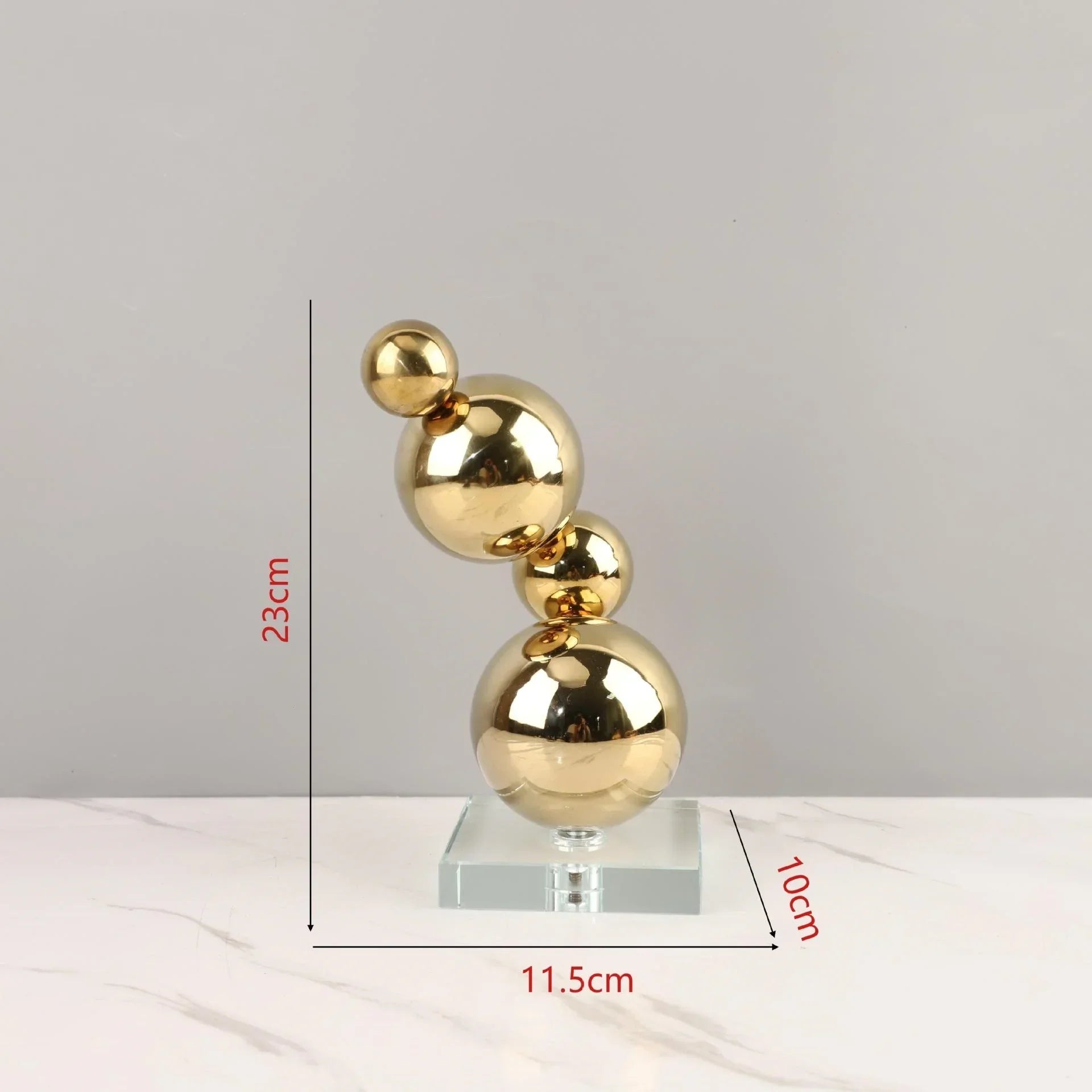 Afralia™ Gold Metal Spheres Stack Art Pieces - Geometric Decorative Figurines