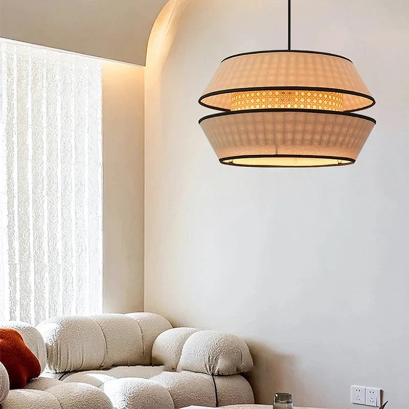 Afralia™ Rattan Pendant Light: Hand-woven Chandelier, Japanese Style for Living Room, Bedroom & Kitchen