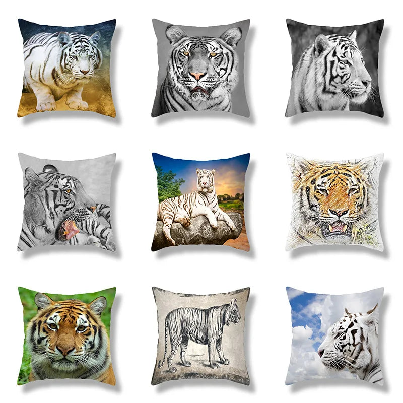 Afralia™ Brave Tiger Pattern Print Pillowcase, Super Peach Skin Cushion Cover