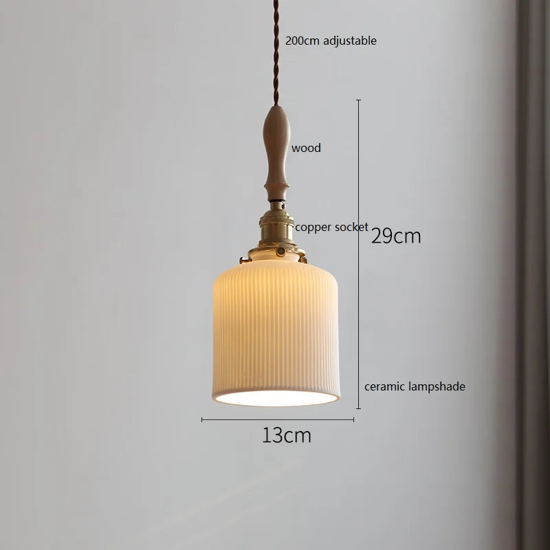Afralia™ Copper LED Pendant Lights with Ceramic Lampshade for Modern Home Decor