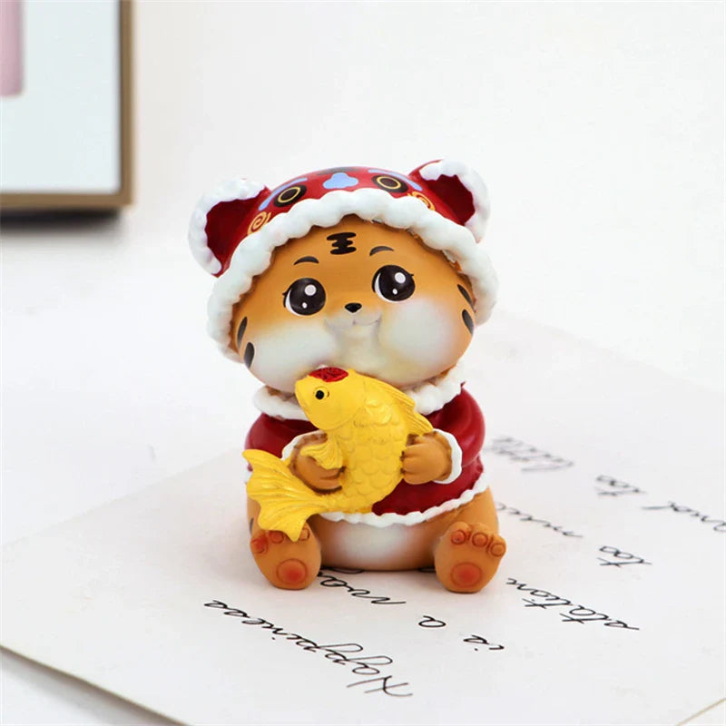 Afralia™ Lucky Tiger Figurine | New Year Fortune Symbol Home Decor Miniature