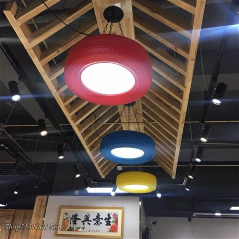 Afralia™ Industrial Rubber Tire Pendant Light for Bar and Kitchen Décor