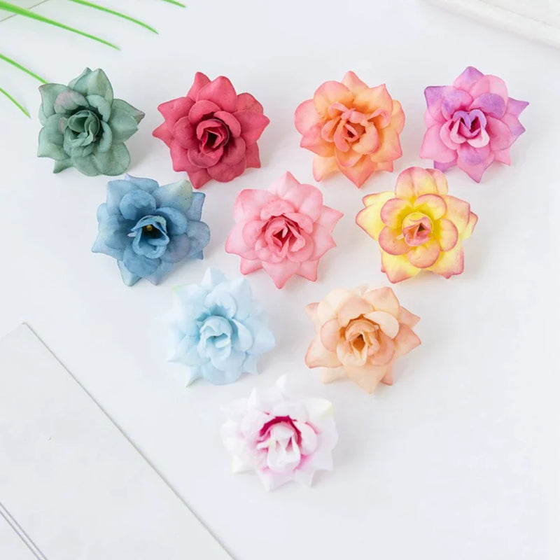 Afralia™ Silk Rose Head Flowers: Christmas Wreath Home DIY Wedding Brooch Craft Decor