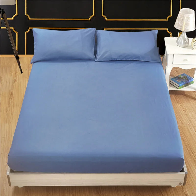 Afralia™ Soft Color Solid Fitted Bed Sheet Queen & King Size Comfortable Bed Linen