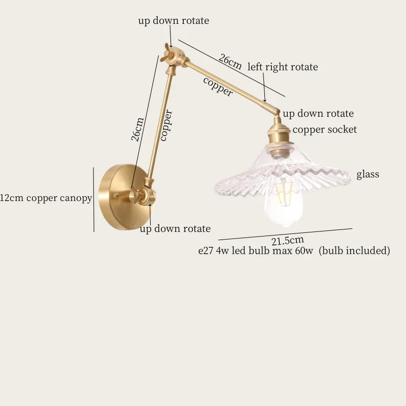 Afralia™ Vintage LED Swing Arm Wall Lamp for Bedroom & Living Room